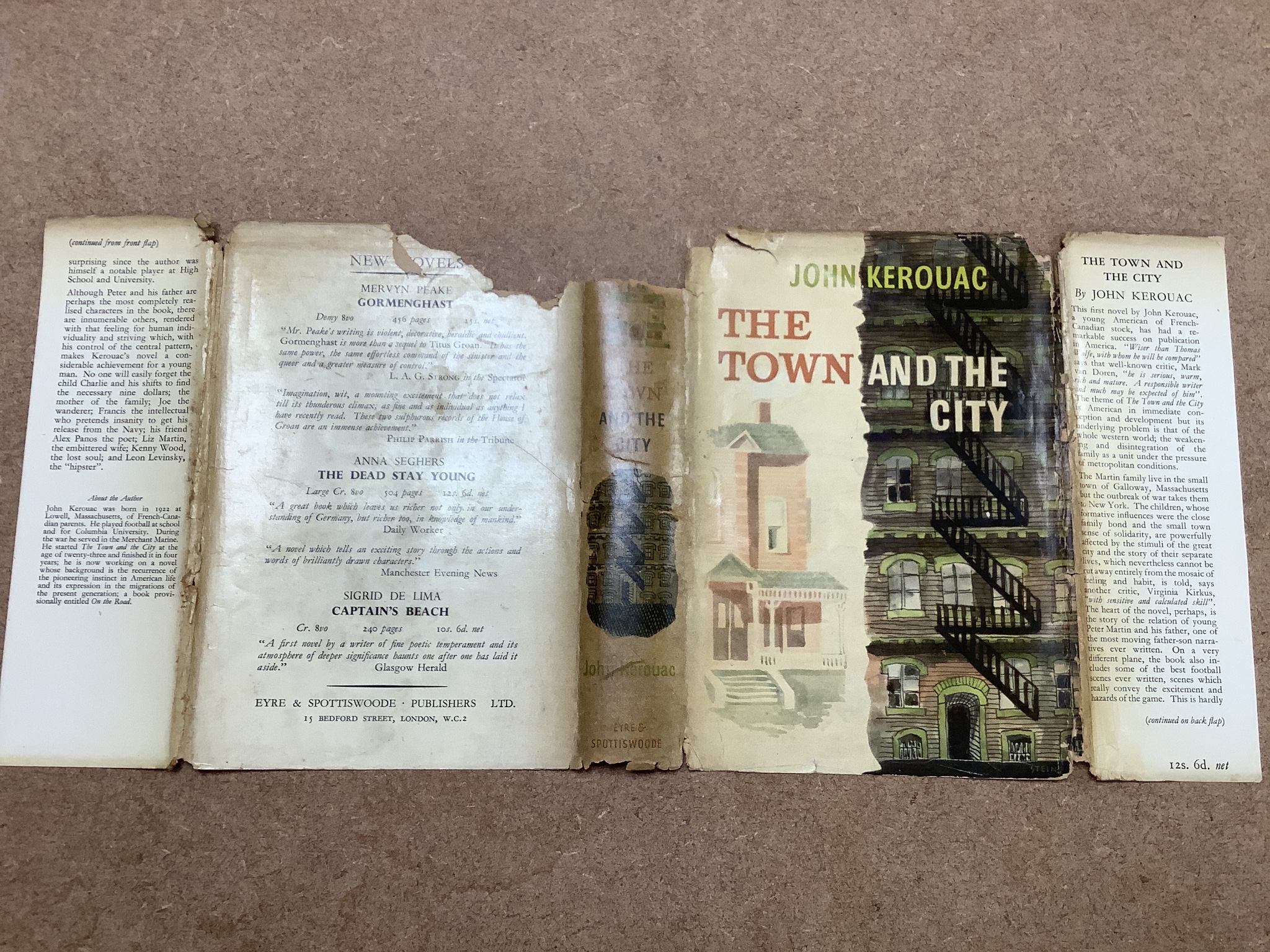 Kerouac, Jack - 3 works - On The Road, 1st English edition, original cloth with unclipped d/j, London, 1958; The Town and the City, 1st UK edition, original cloth with unclipped d/j , ragged and with loss to head of spin